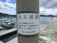 安岡漁港 外波止・内側の桟橋 立入禁止の写真