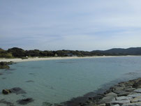 土井ヶ浜　右側の砂浜の写真