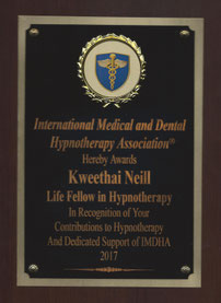 IMDHA Life Fellow in Hypnotherapy award