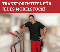 Hier steht ein Mann, der Möbel ausliefert.
