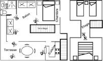 Plan du bungalow T4 n°9 – résidence Le Cardinal des Grands Bleus, Saint-Leu