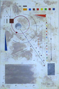 daluz composition géométrique abstraite aux formes colorées inspiration Kandinsky et Miró