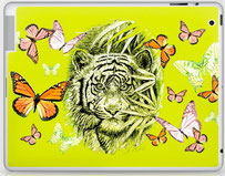 tiger ink drawing - print design - ipad skin