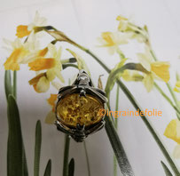 Bague argent et ambre naturel