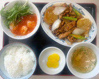 <豚肉とジャガイモの黒胡椒炒め定食>