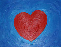 Red Love Heart on Blue Background