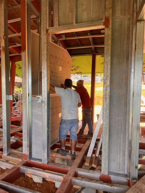 September 2023 - the first interior walls are mounted