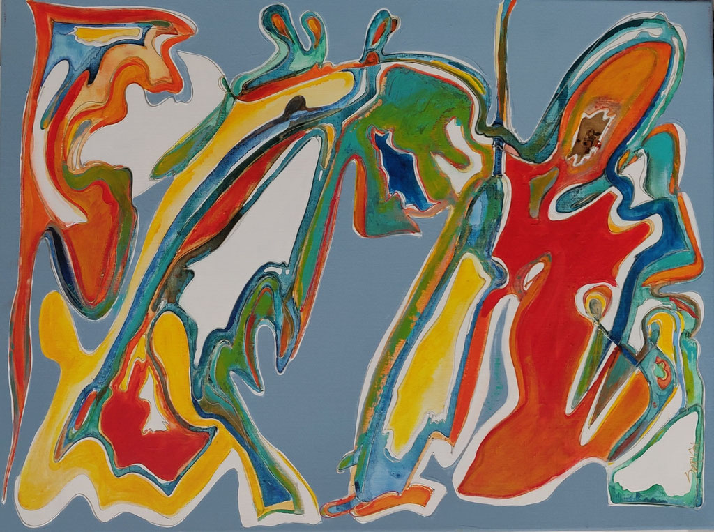 ABSTRACT ECOLINE op linnen 0.80 x 0.60 (horizontaal)