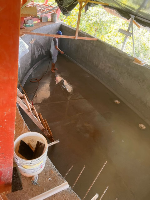 October 2023 - the pool should be water proof now; next is to build the stairs into the pool