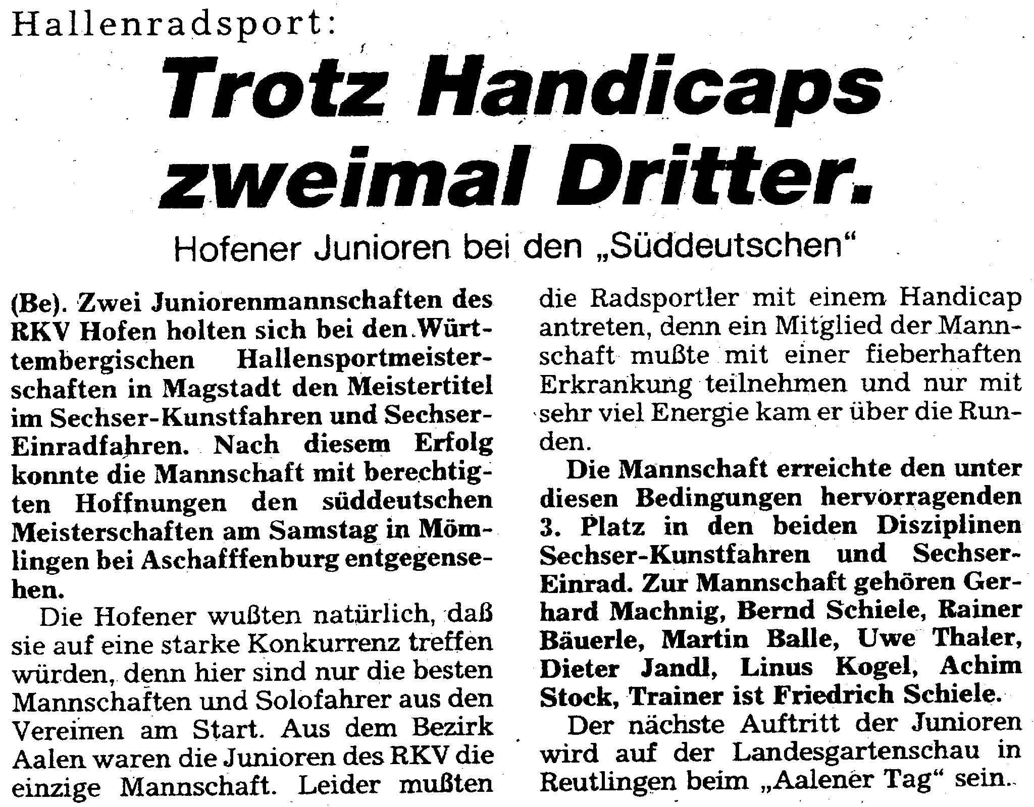 1984 Süddeutsche Meisterschaften Junioren