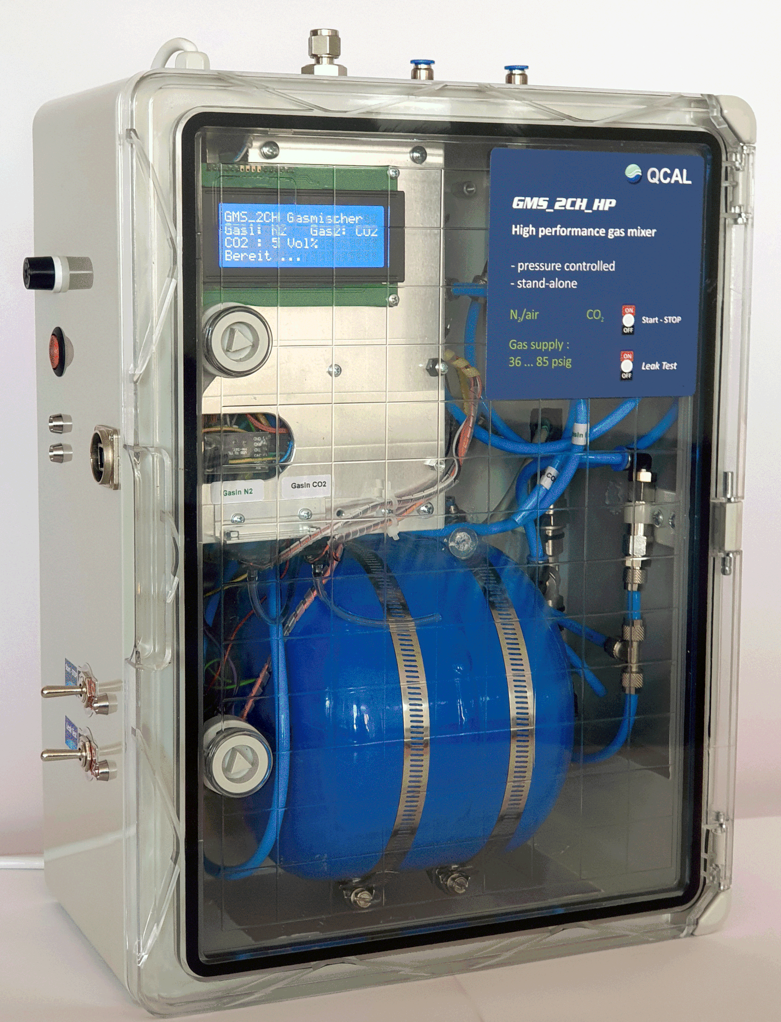 Gas mixtures under pressure 5 %vol CO2 in air / N2