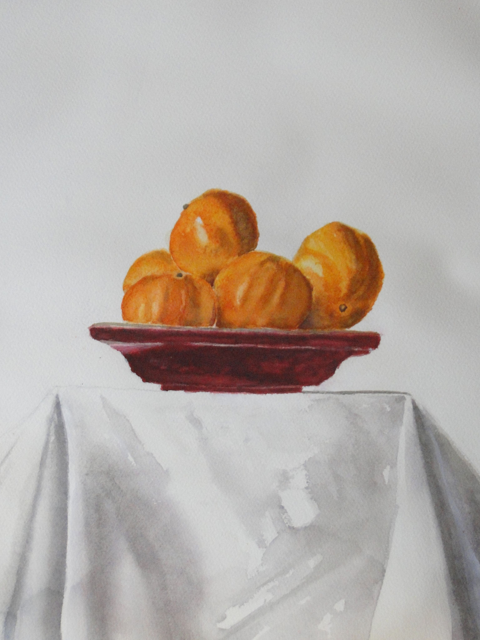Mandarines, aquarelle sur papier Arche, 46 x 24 cm