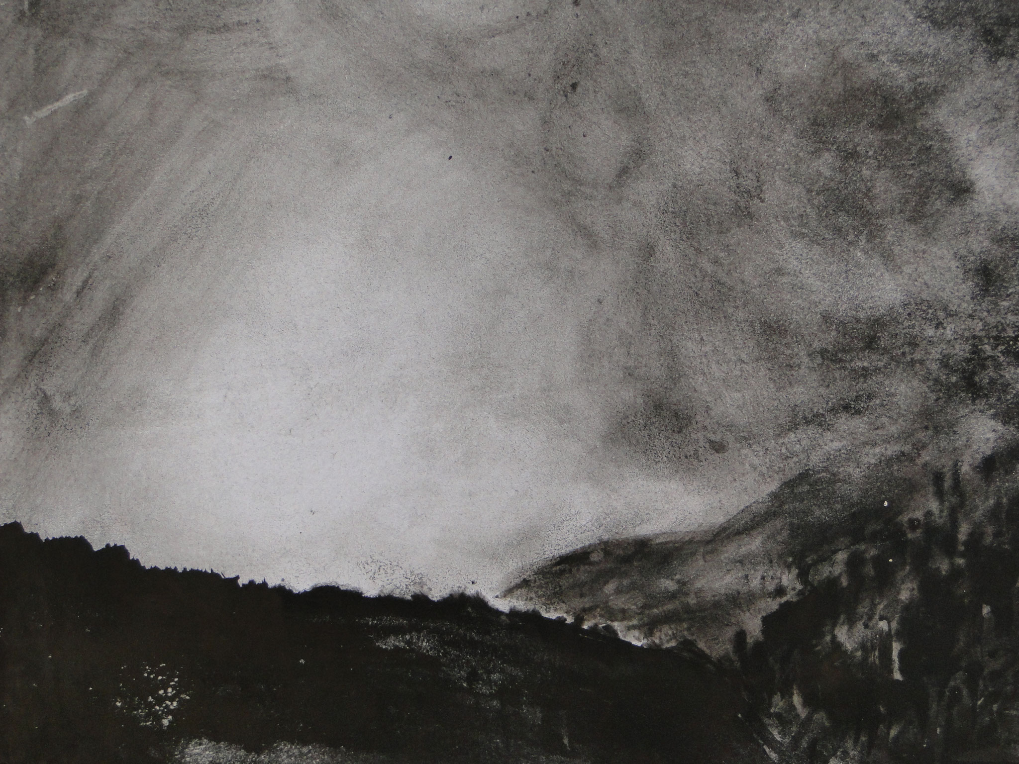 Orage, encre sur papier marouflé sur toile, 50 x 50 cm