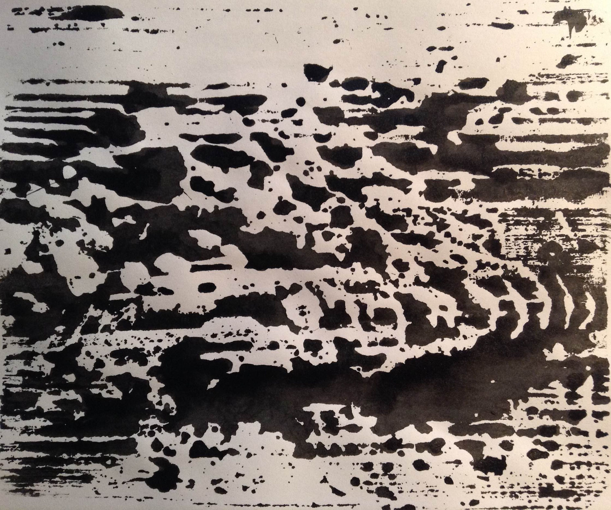 Ripple marks, estampe sur papier, 19 x 20 cm  *