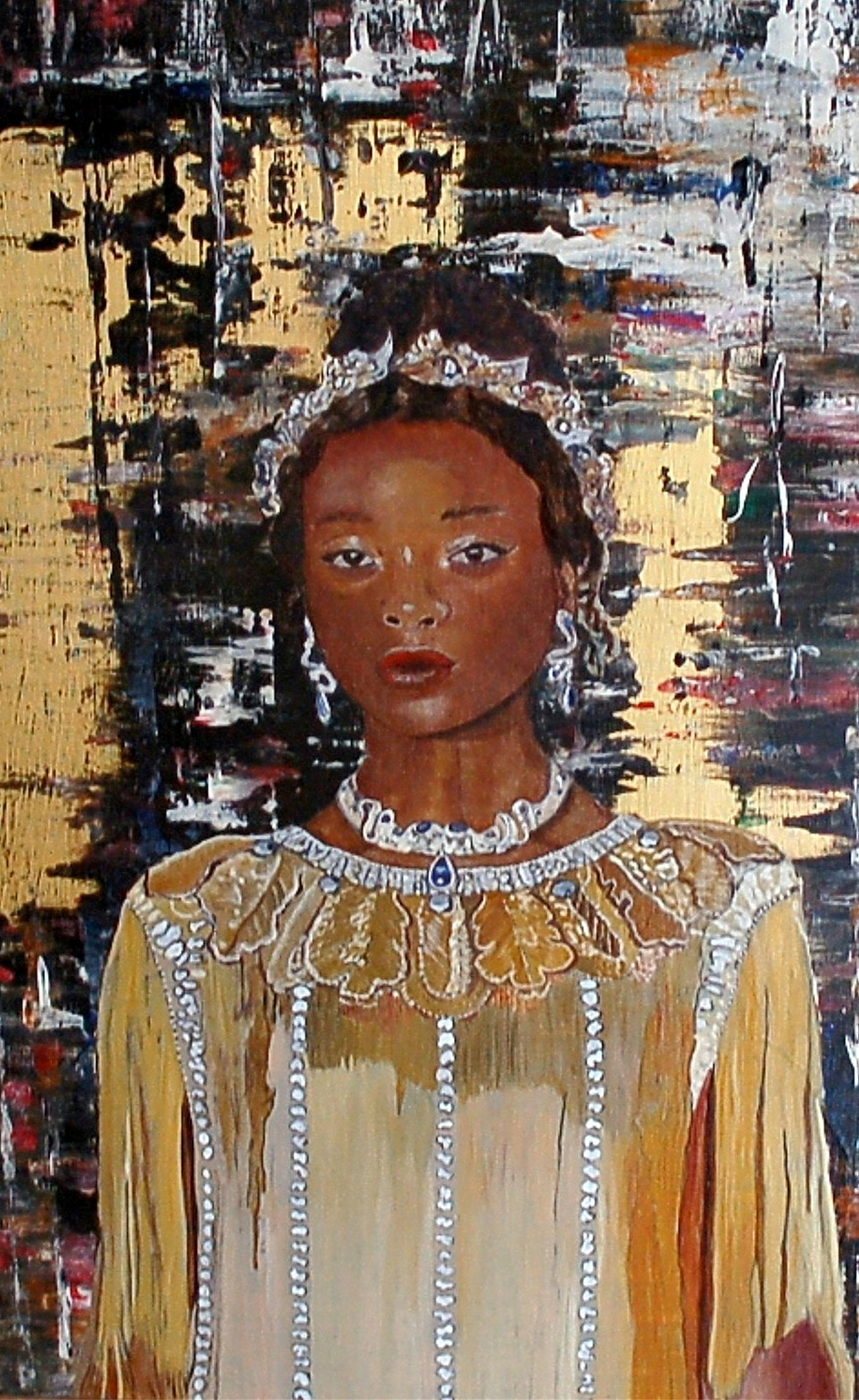 Frauenportrait mit goldenem Kleid