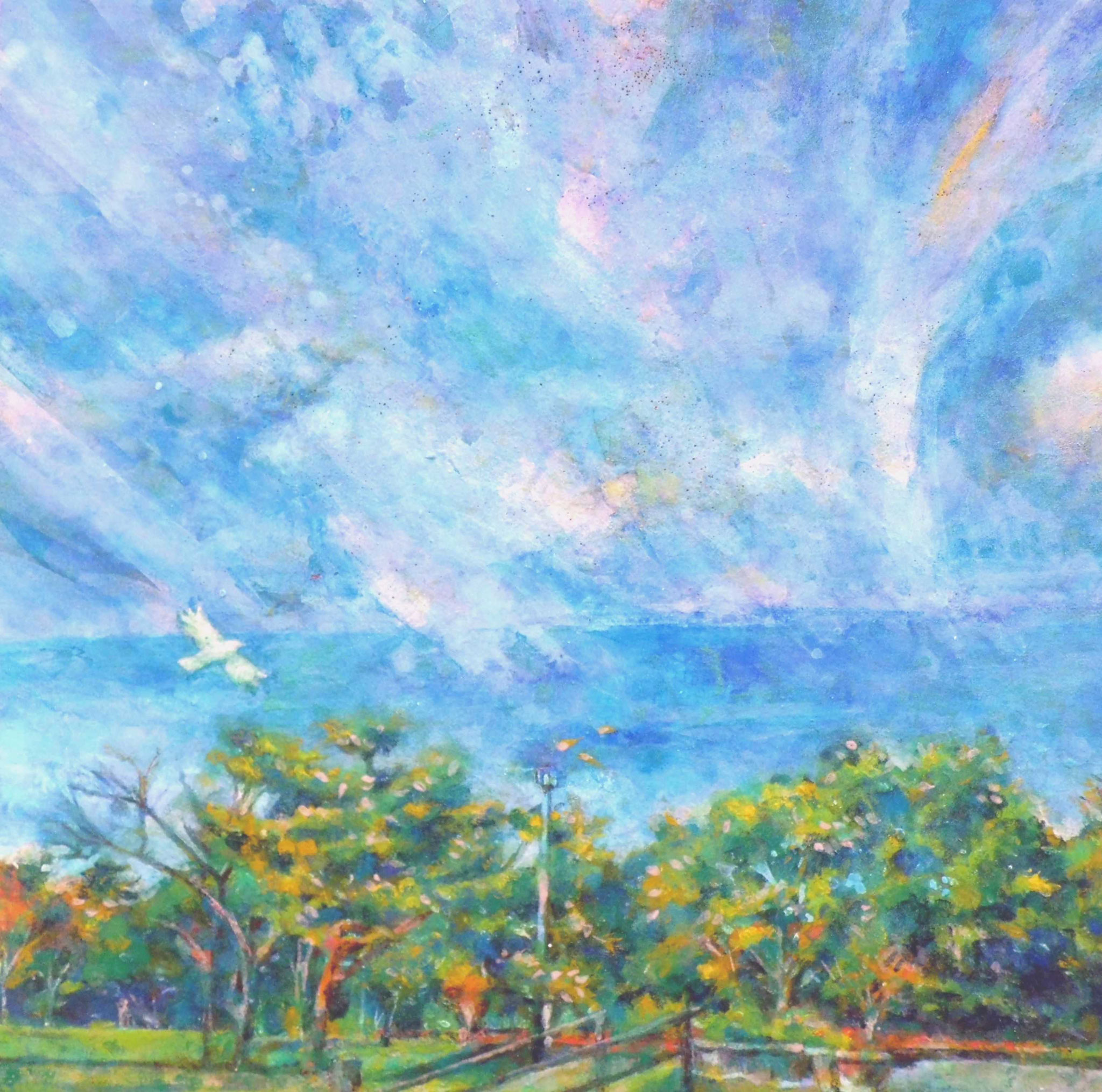 「初秋の青空」　日本画 　S3号
