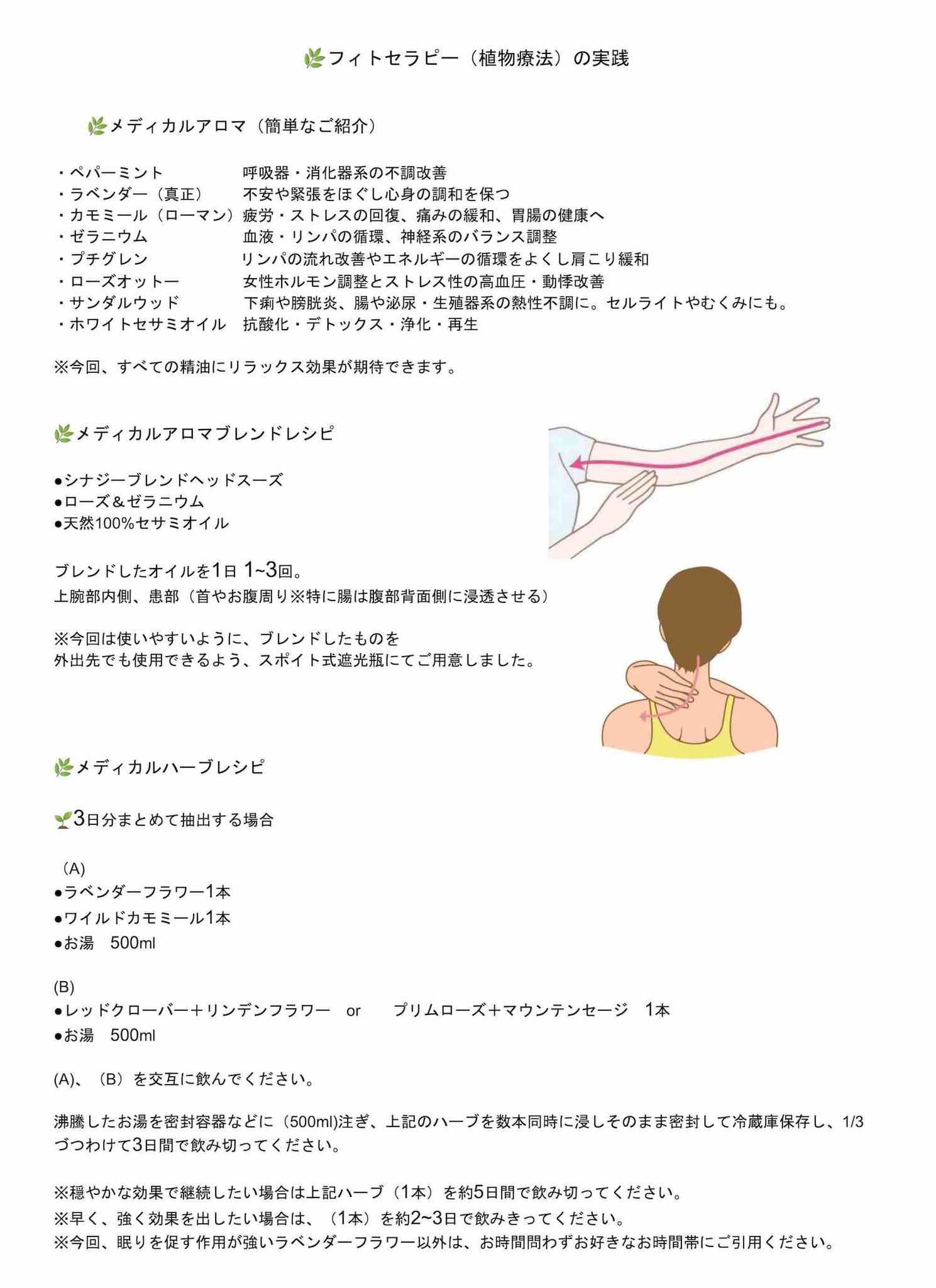 植物療法レシピ 例 長原 大田区 シワ たるみ ニキビ専門フェイシャルエステ Salon De Lily