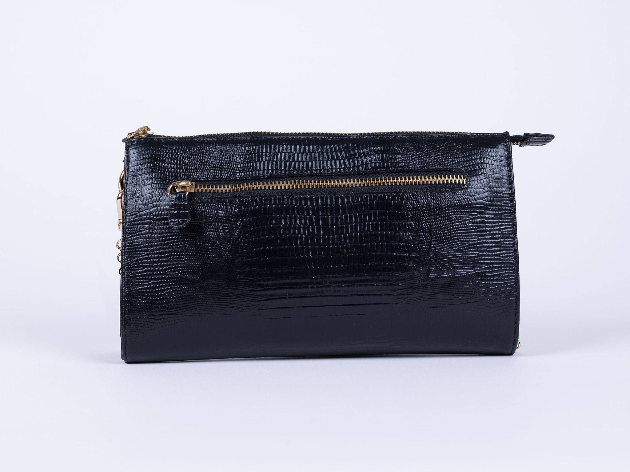 Breite kleine Tasche | Schwarz | Hinten