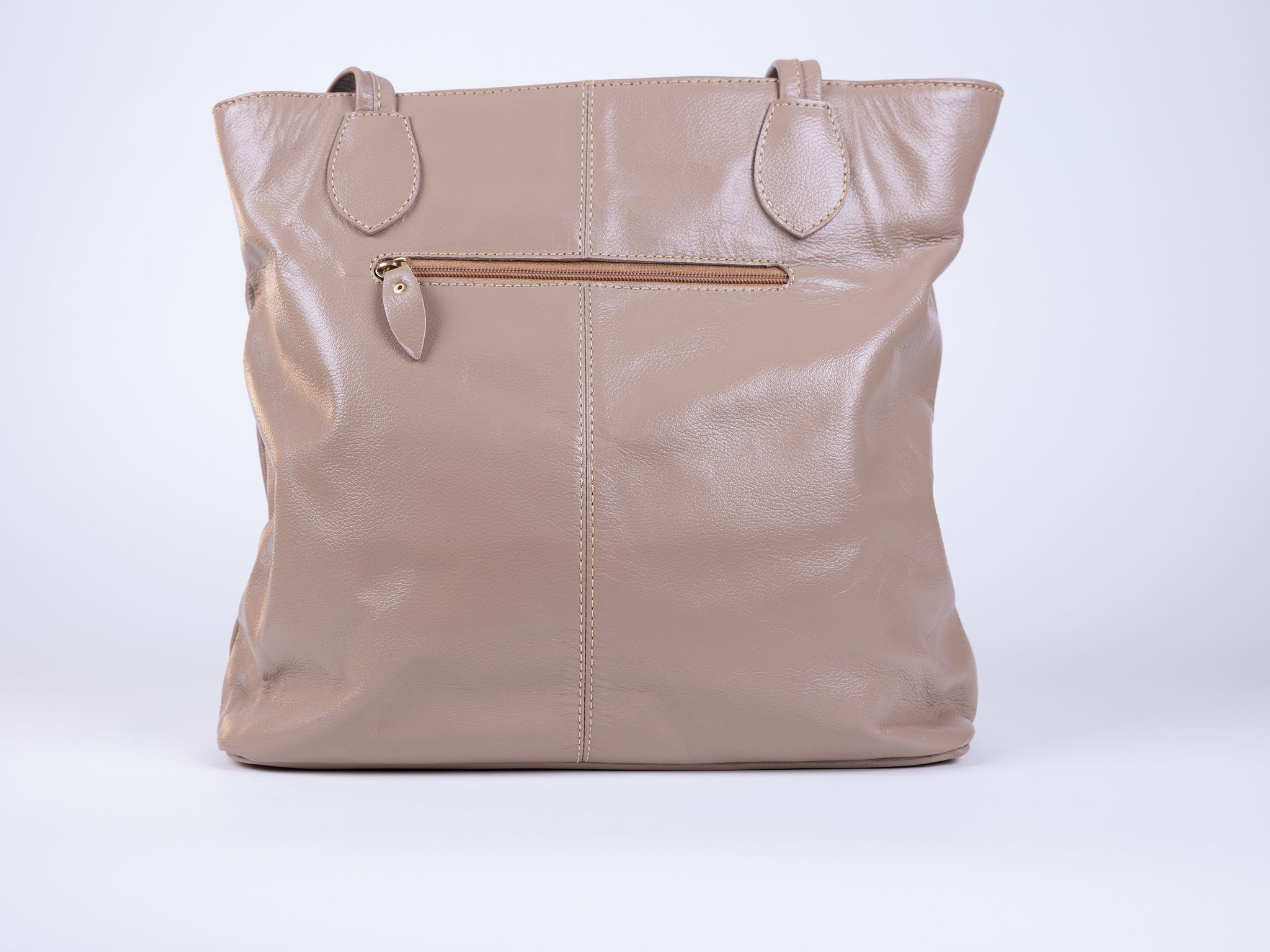 Tasche mit Bommel | Graubeige | Hinten