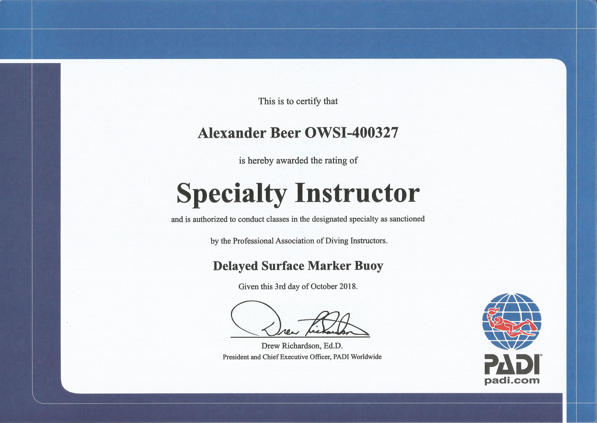 Delayed Surface Marker Buoy Instructor (DSMB)