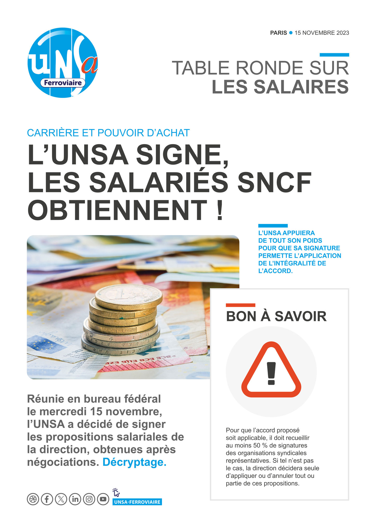 NAO 2023 - l'UNSA signe l'accord salarial