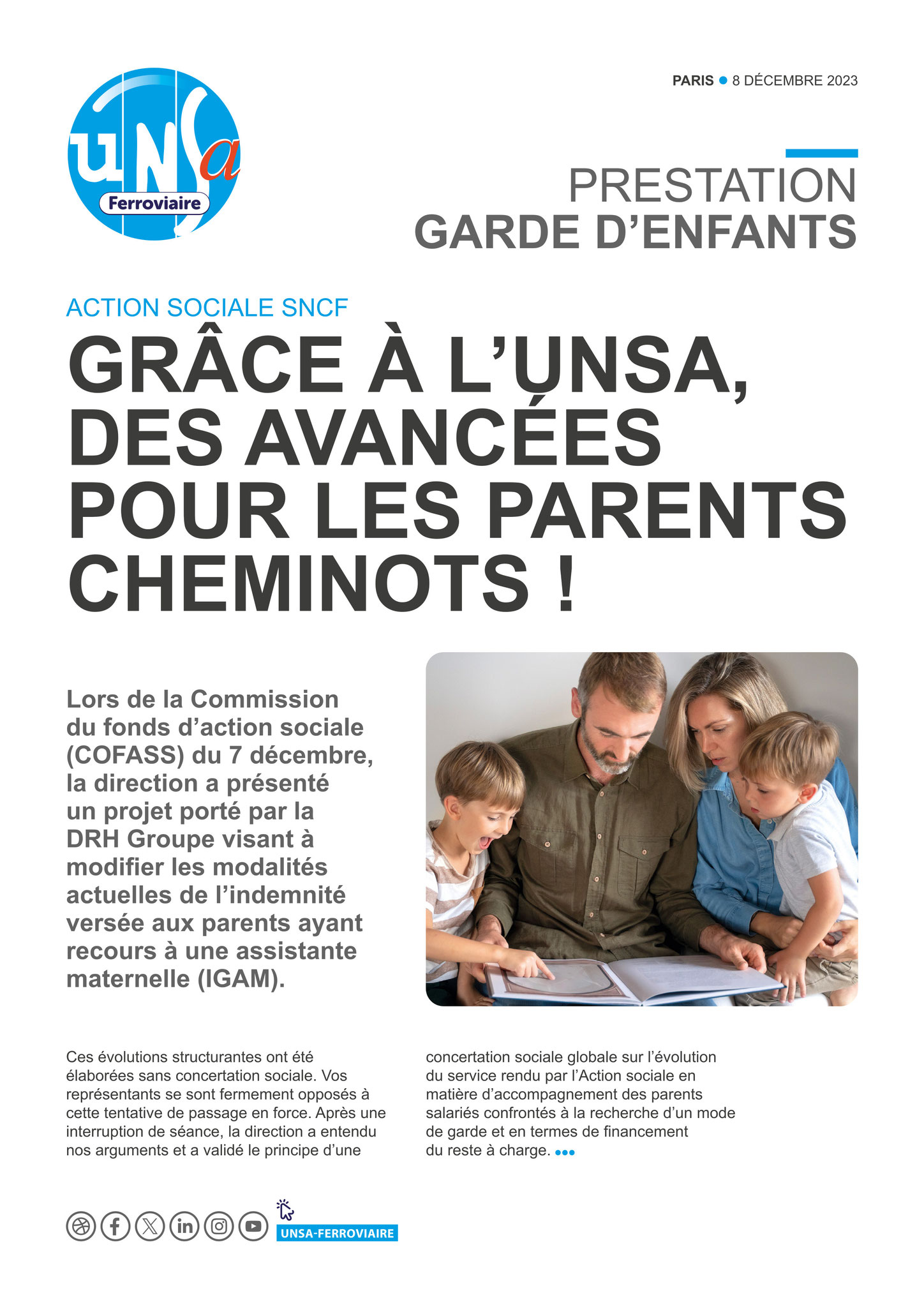 Actions Sociales - Garde d'enfants