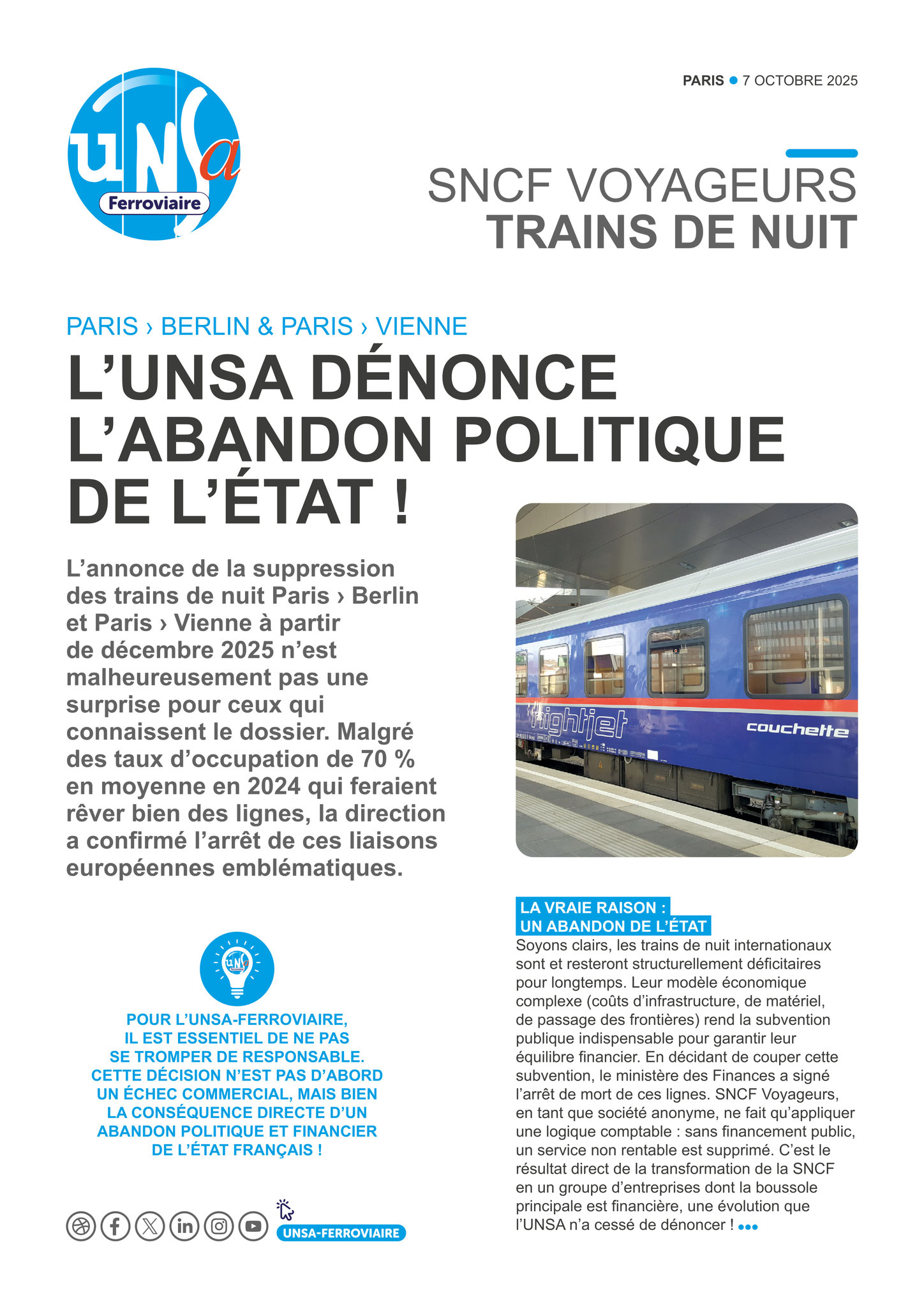 SA Voyageurs - Trains de nuit
