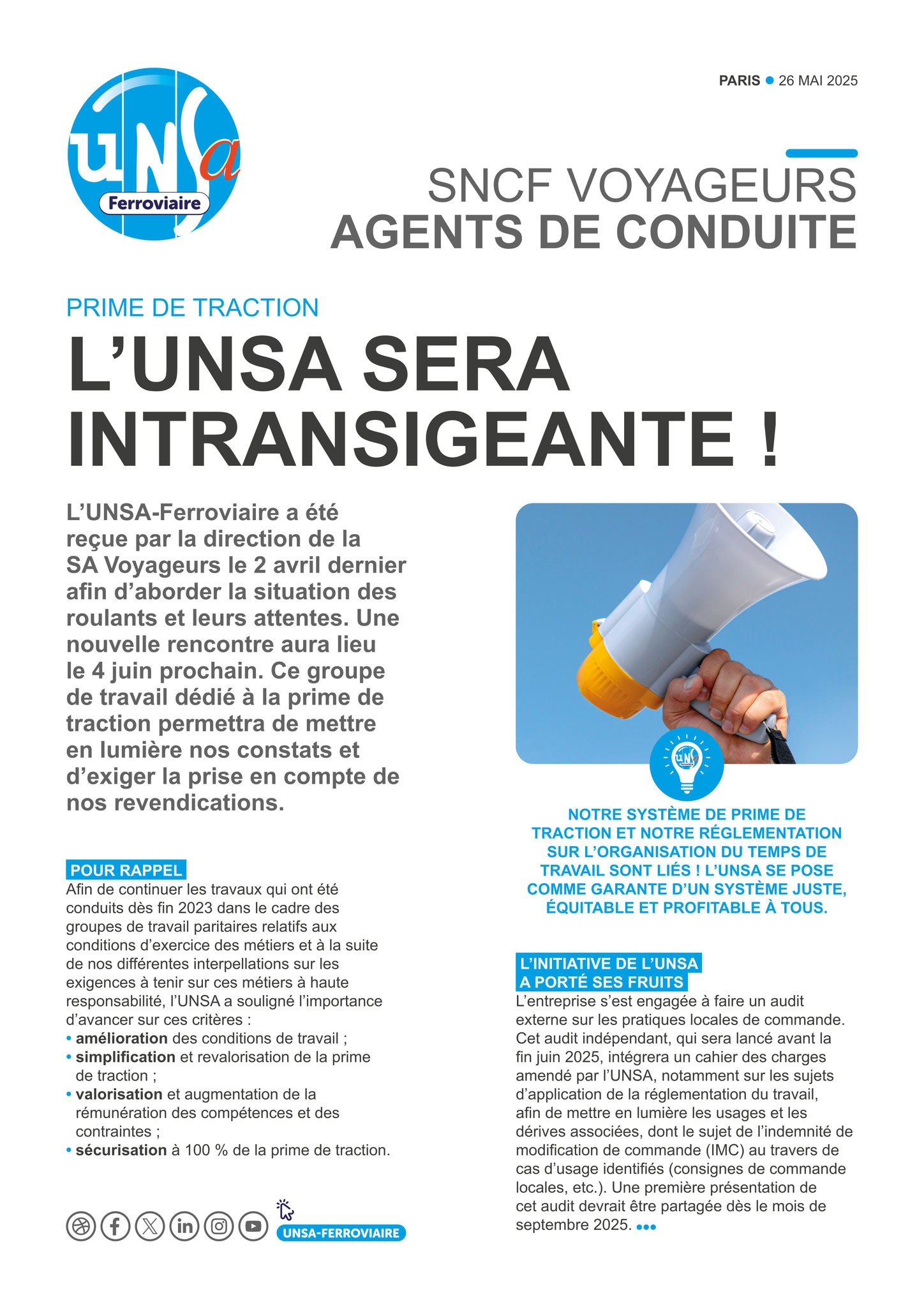 SA Voyageurs : Agents de conduite