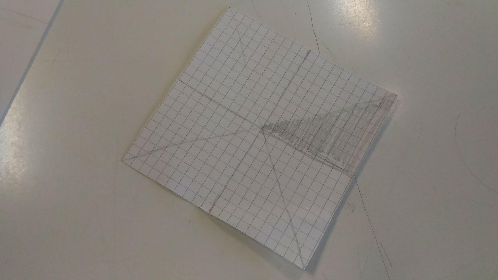 Ritaglio un quadrato da 20 quadretti per 20 quadretti e traccio le linee principali.