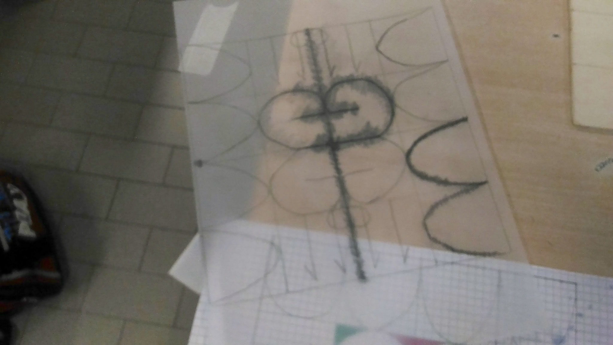 Disegno ricalcato sulla carta da lucido
