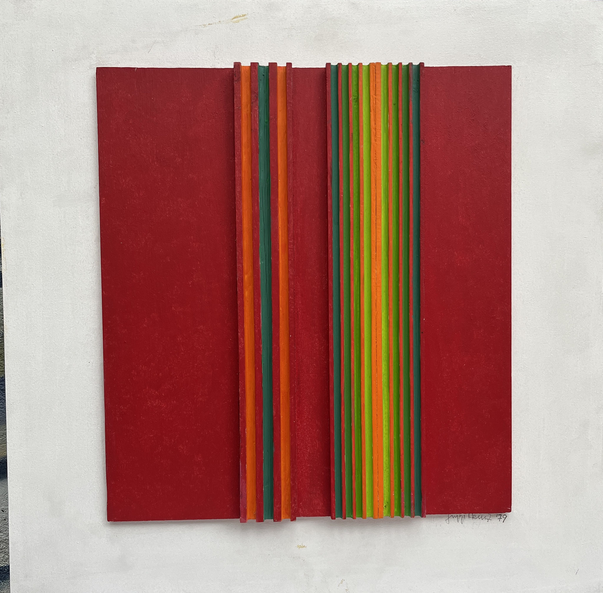 "Relief / Gradationen Grün auf Rot" 50 x 50