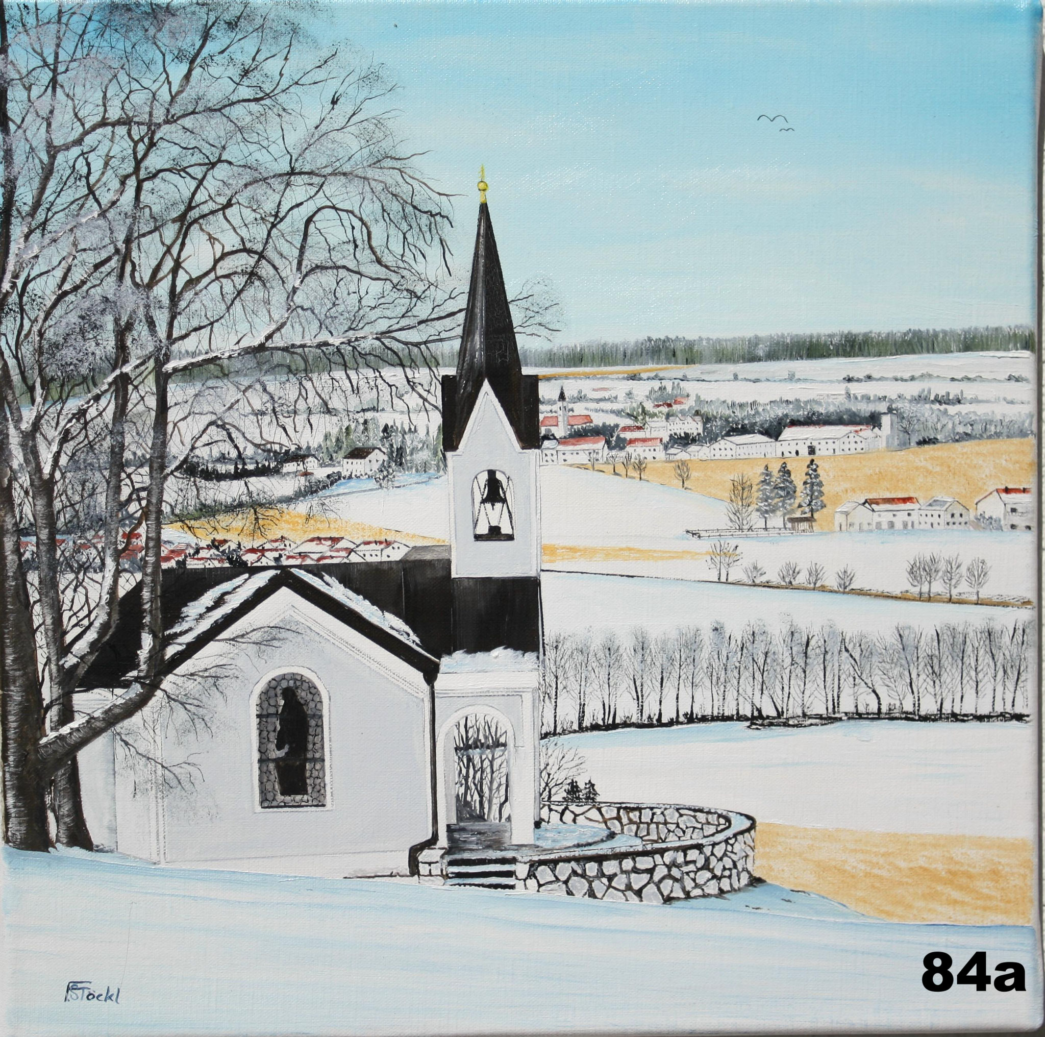 Nr.84a Andre-Bauern-Kapelle mit Blick nach Dorfen. Format 40x40cm