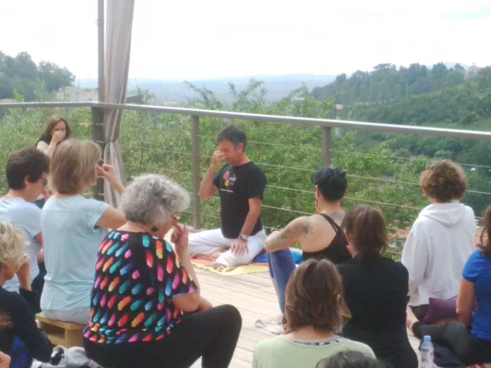 Pranayama sur la terrasse avec Olivier