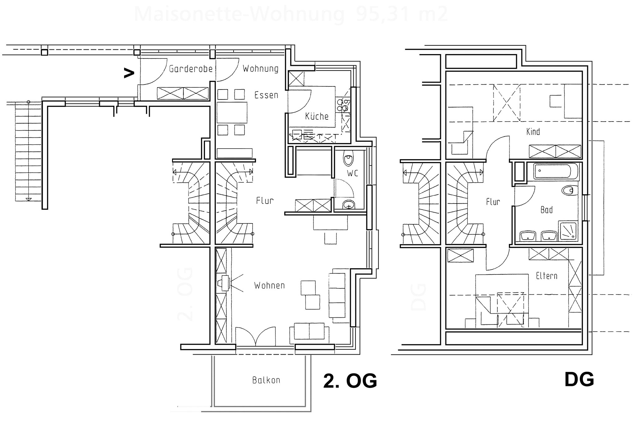 Grundriss 3,5-Zi.-Maisonettewohnung