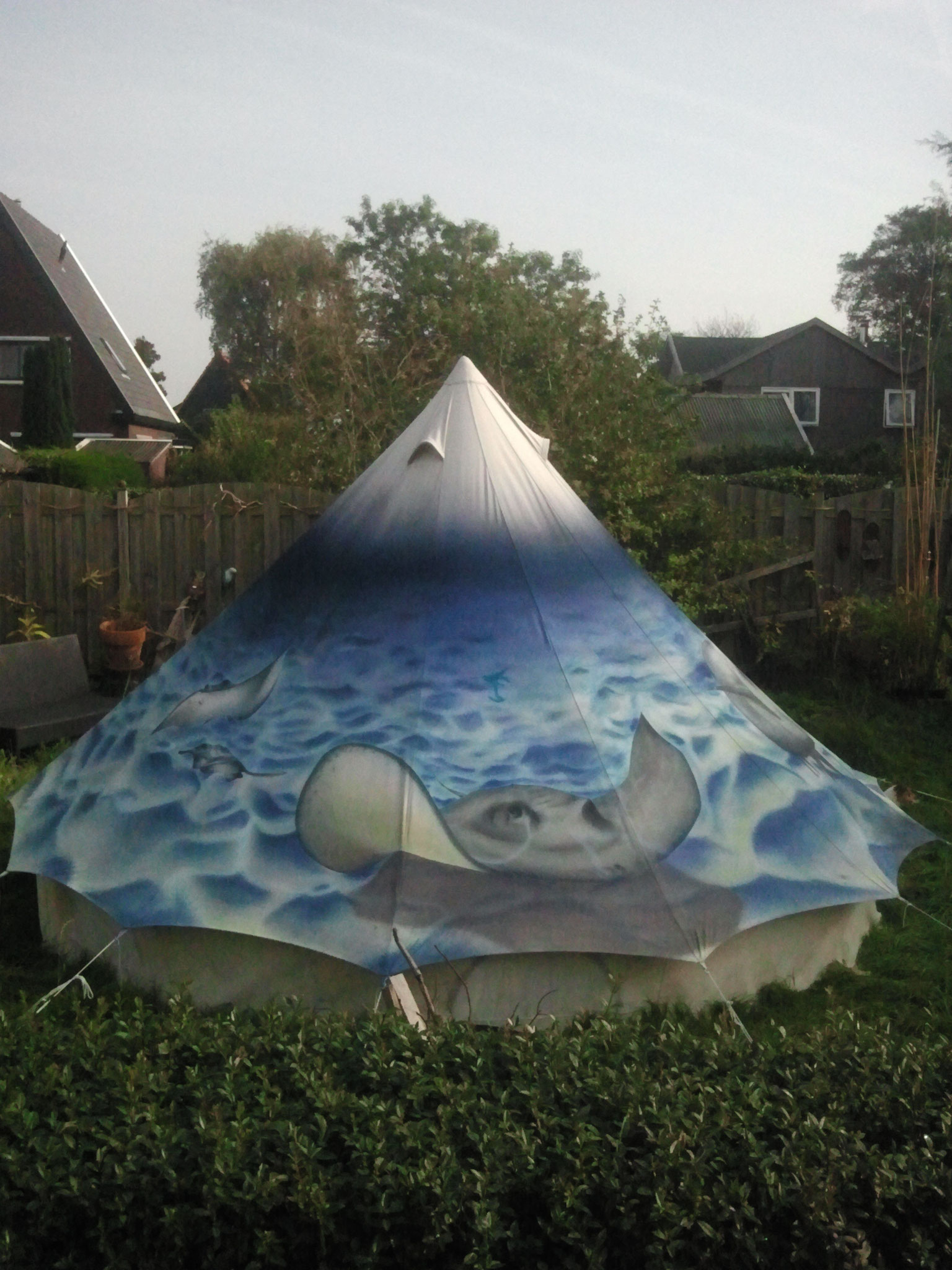 Onderwaterwereld roggen tent airbrush 2014