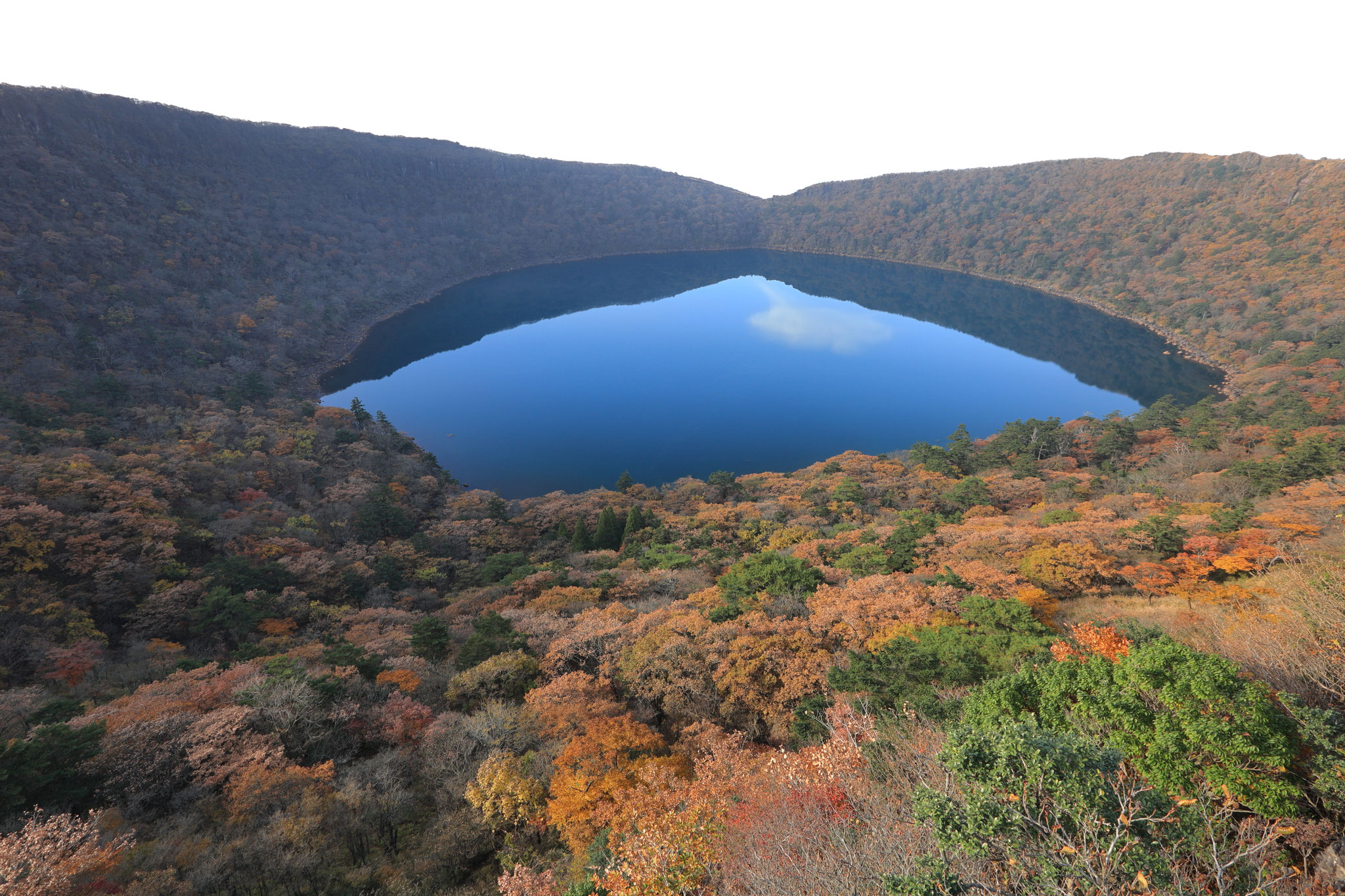 日も昇り木々の紅葉も鮮明に映る(11月16日霧島市)