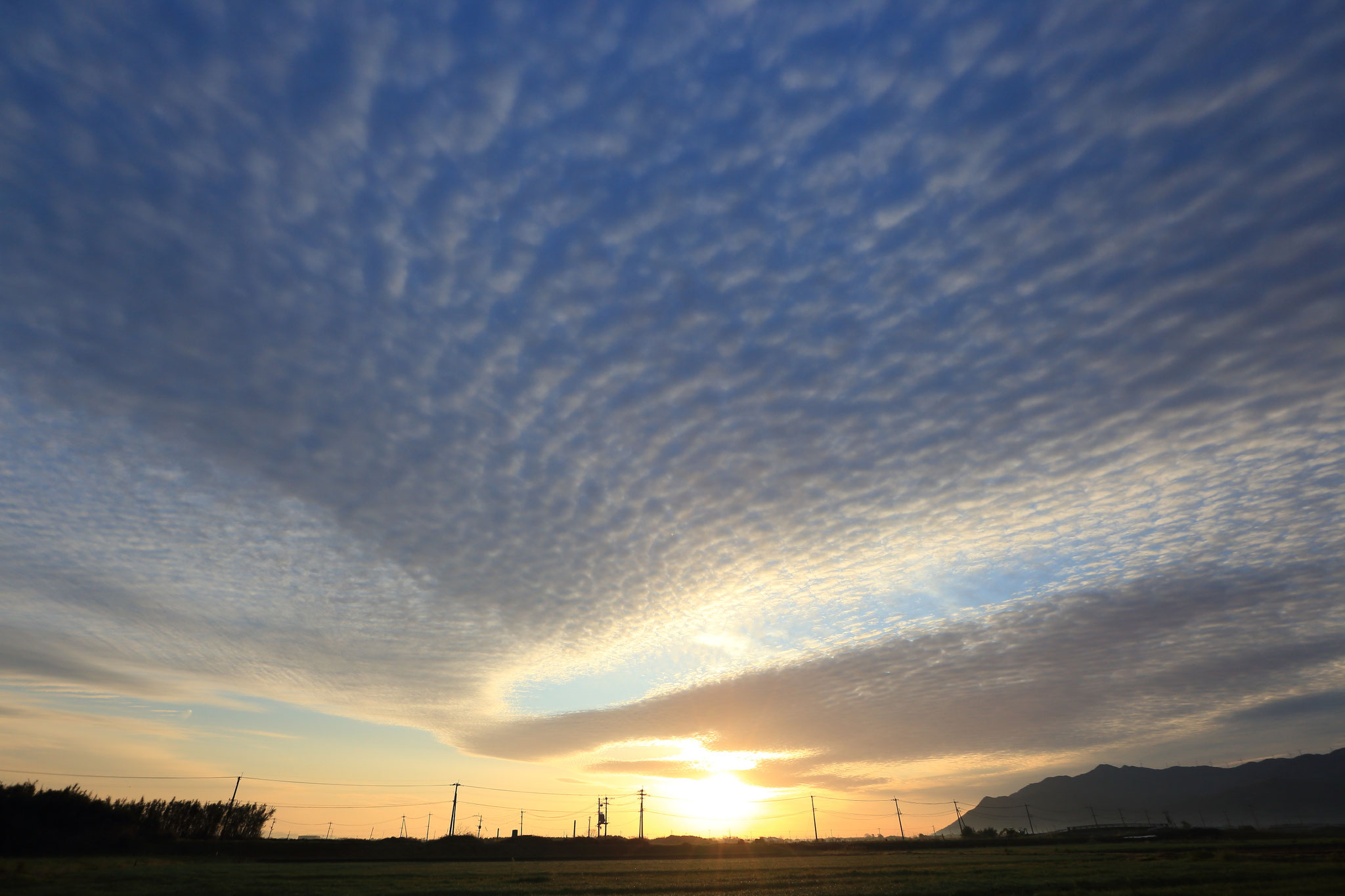 朝の空に目を引く雲(3/18 串良町)