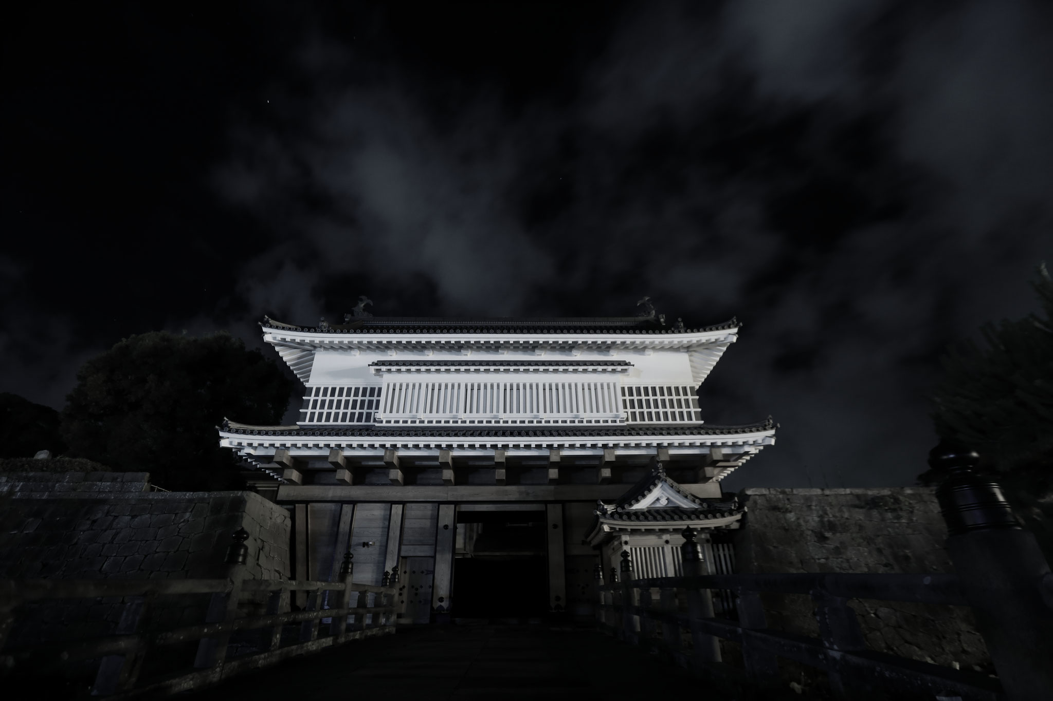 夜の鶴丸城御楼門(6/26 鹿児島市)