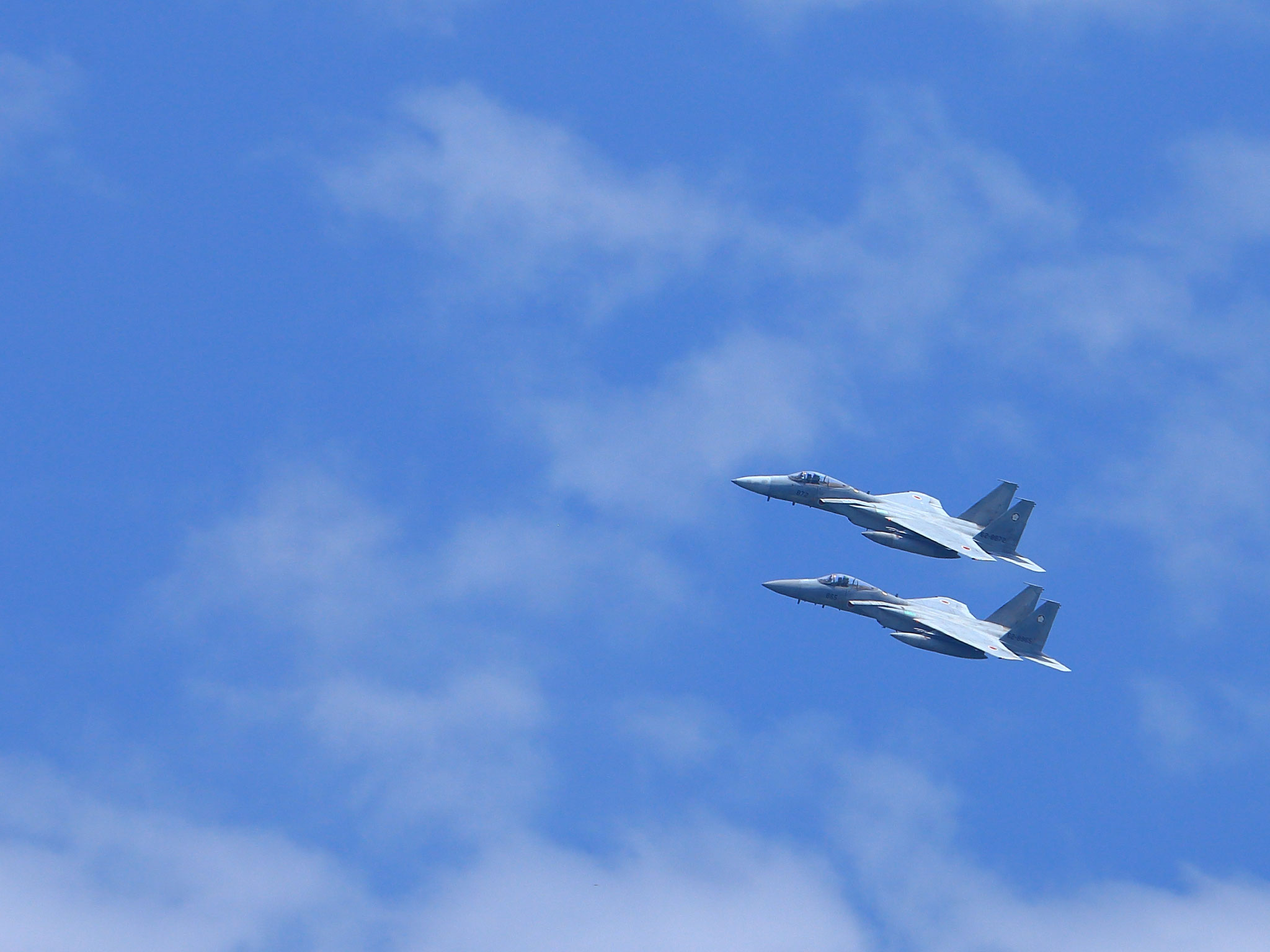 自衛隊みなとまつり展示飛行のF-15J （7/23 恐竜公園から撮影）
