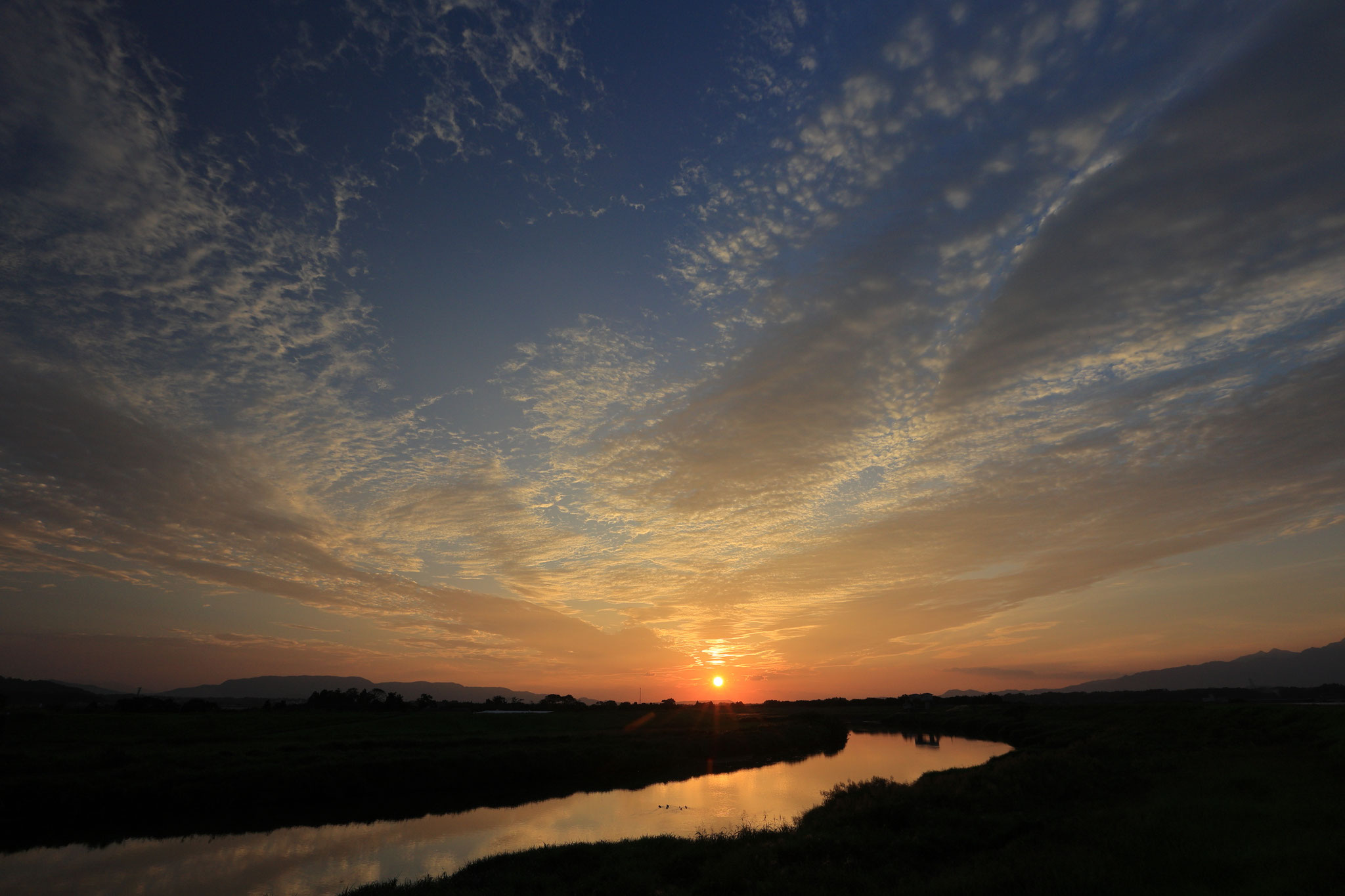 池之園橋からの夕景色(10月5日 肝付町～串良町)
