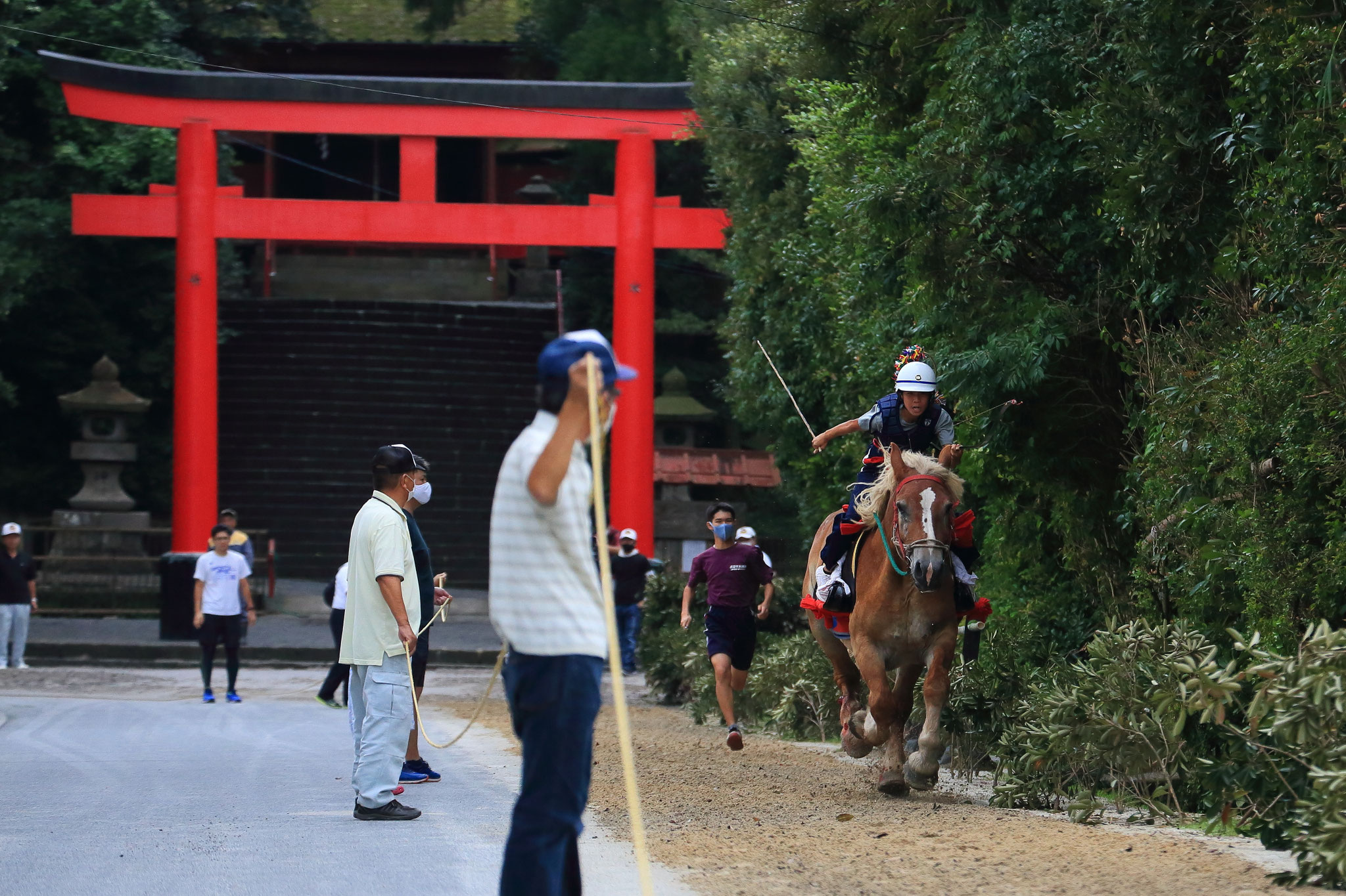 流鏑馬の練習に熱が入る(9/20 肝付町)