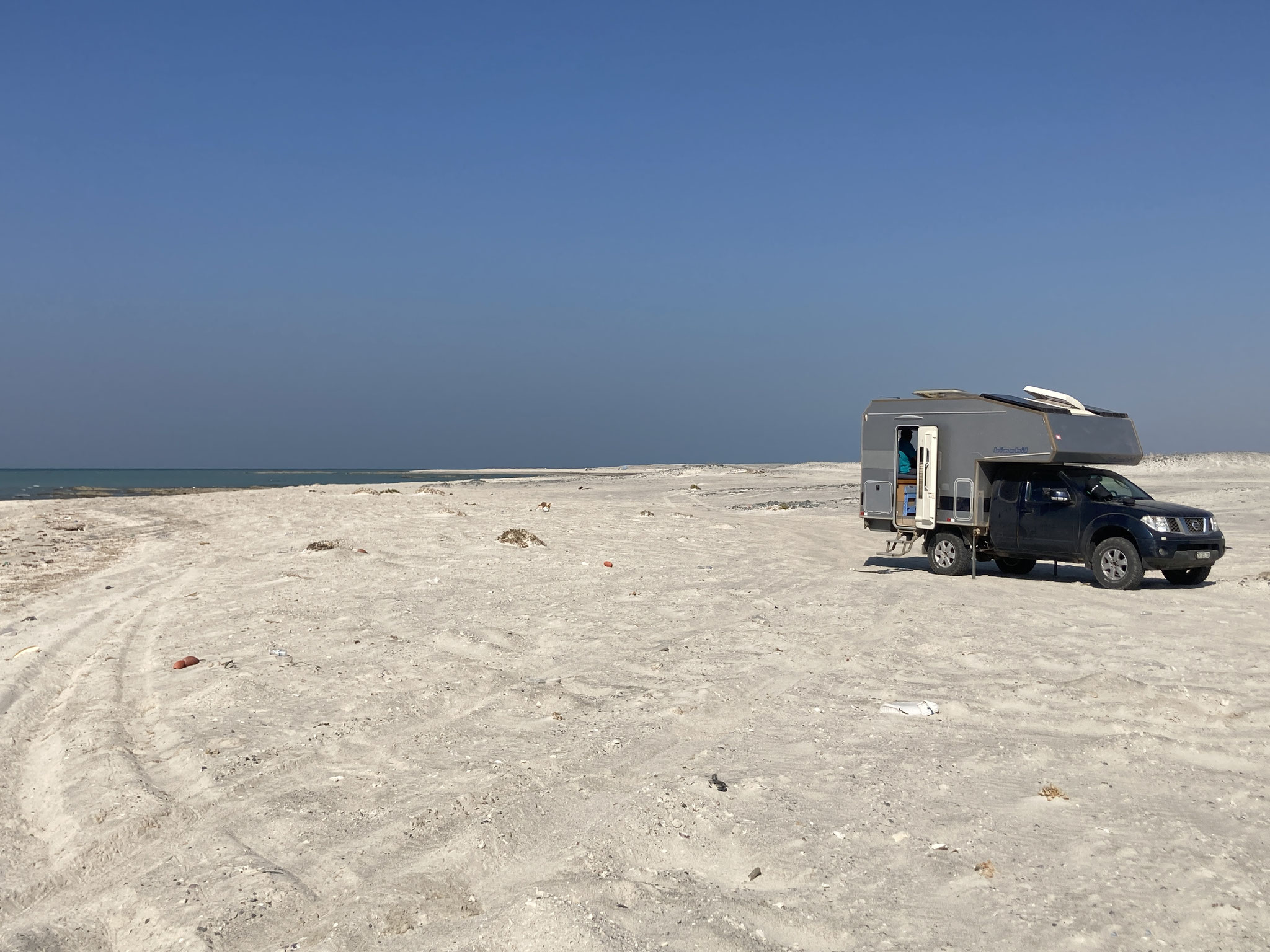 Übernachtungsplatz, 2 Tage ganz alleine am kilometerlangen Strand