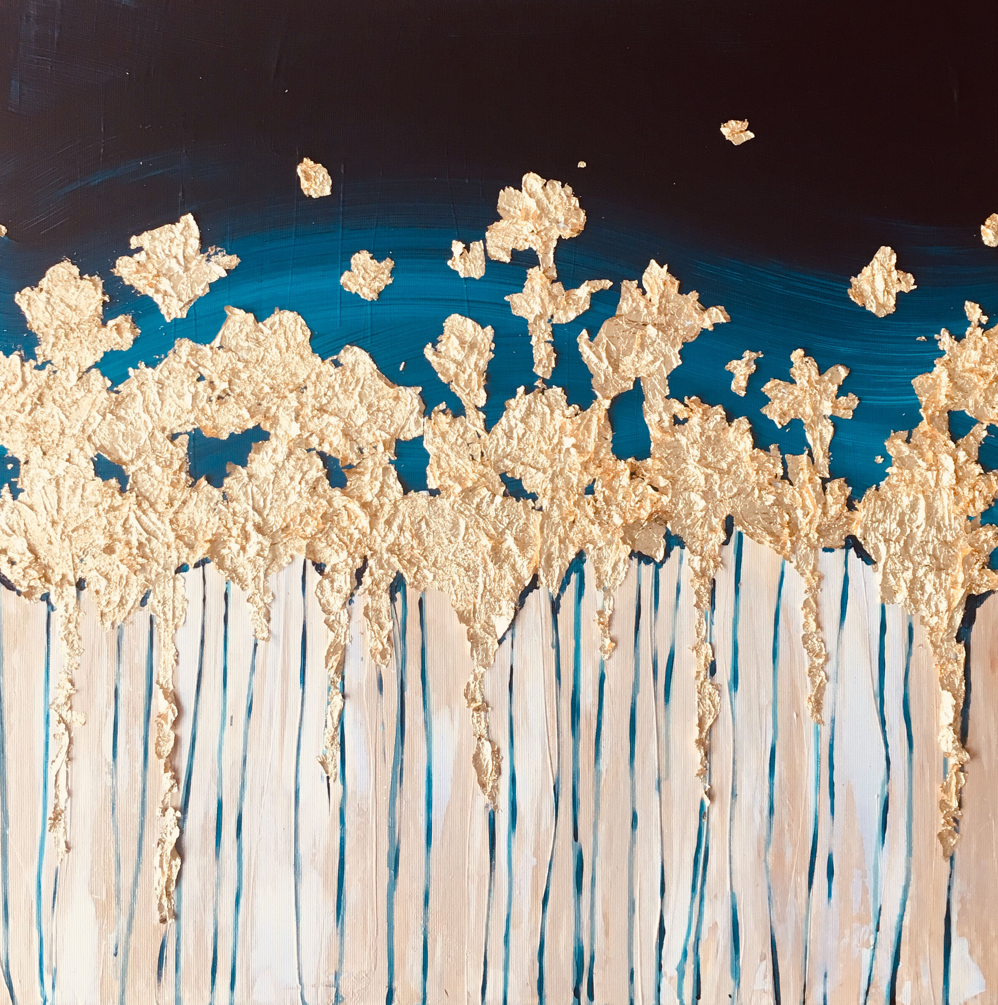 Field of Gold (50 x 50 / Acryl mit Goldmetallpapier)