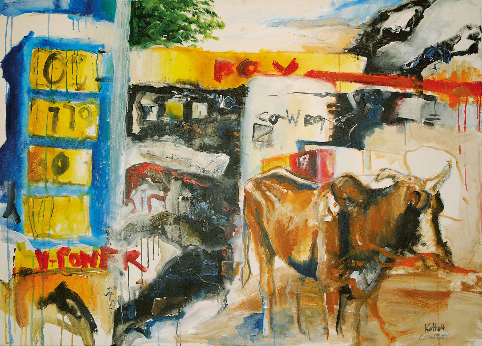 cow_boy, Acryl auf Nessel, 100 x 160 cm, 2004