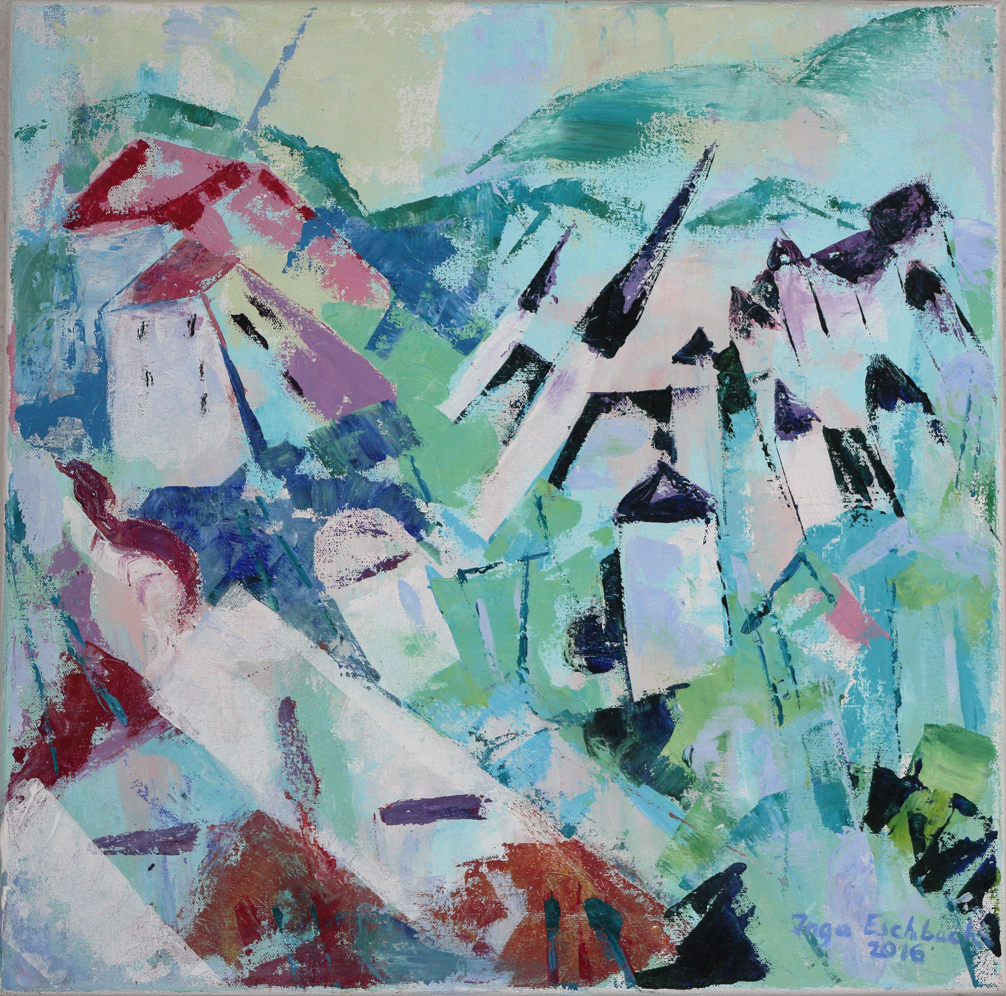 Dreiburgenland, Acryl a. Leinwand, 50x50cm