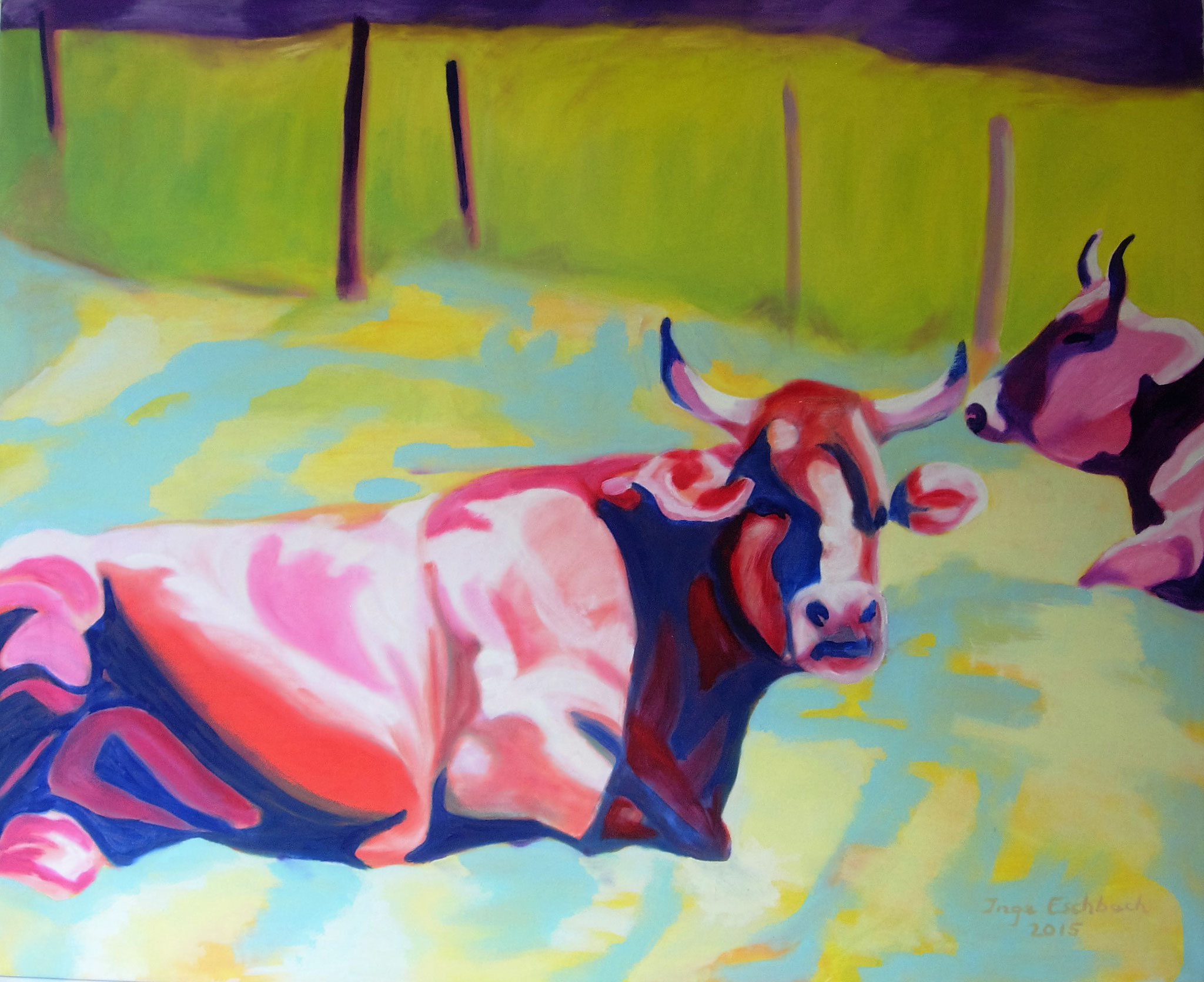 Kühe, Acryl a. Leinwand, 90x100cm