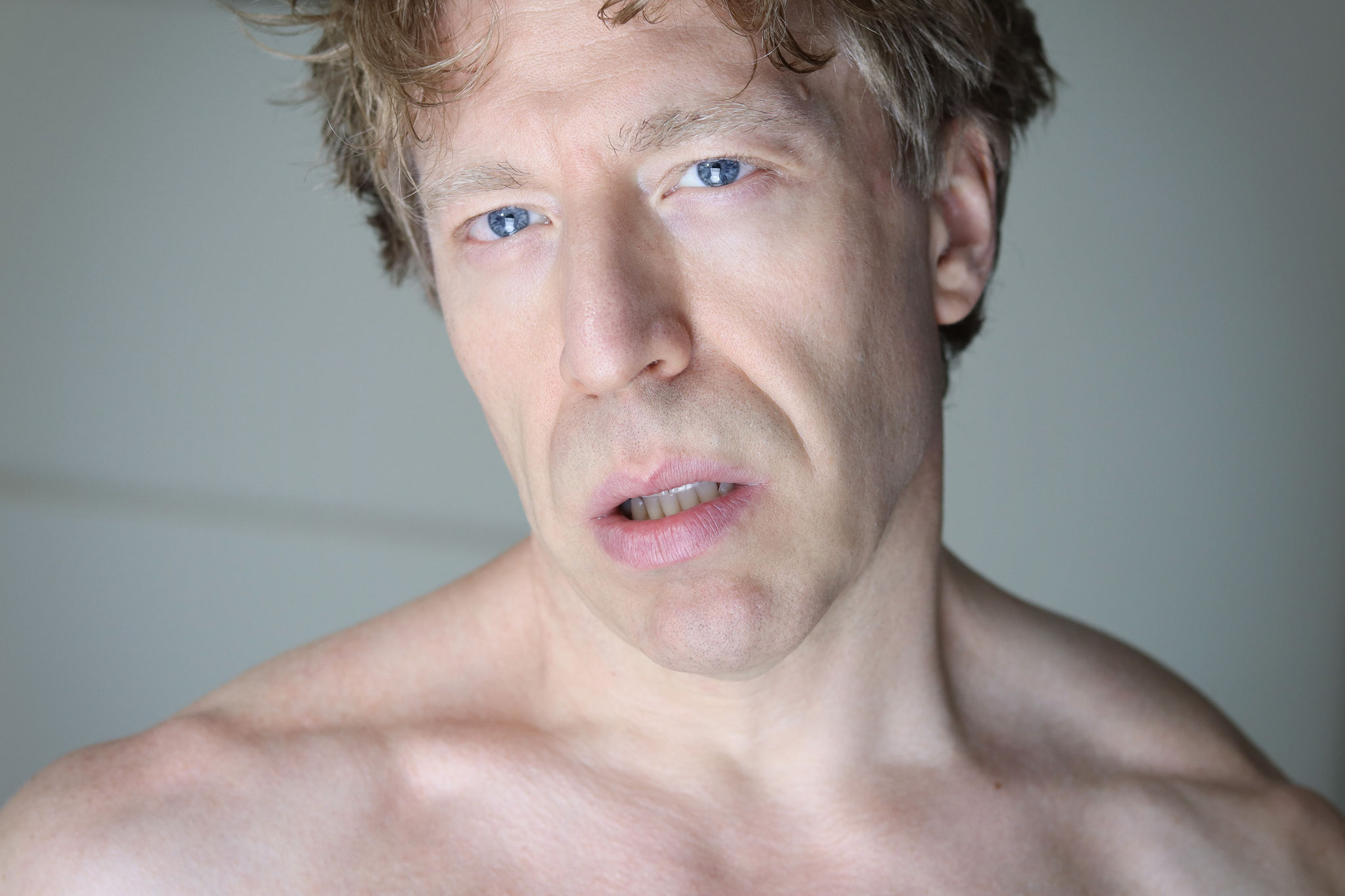 Ottaviano Blitch — frontal shirtless, editorial, cinematic portrait of the Italian British actor, intense close-up, attore italiano inglese — 09