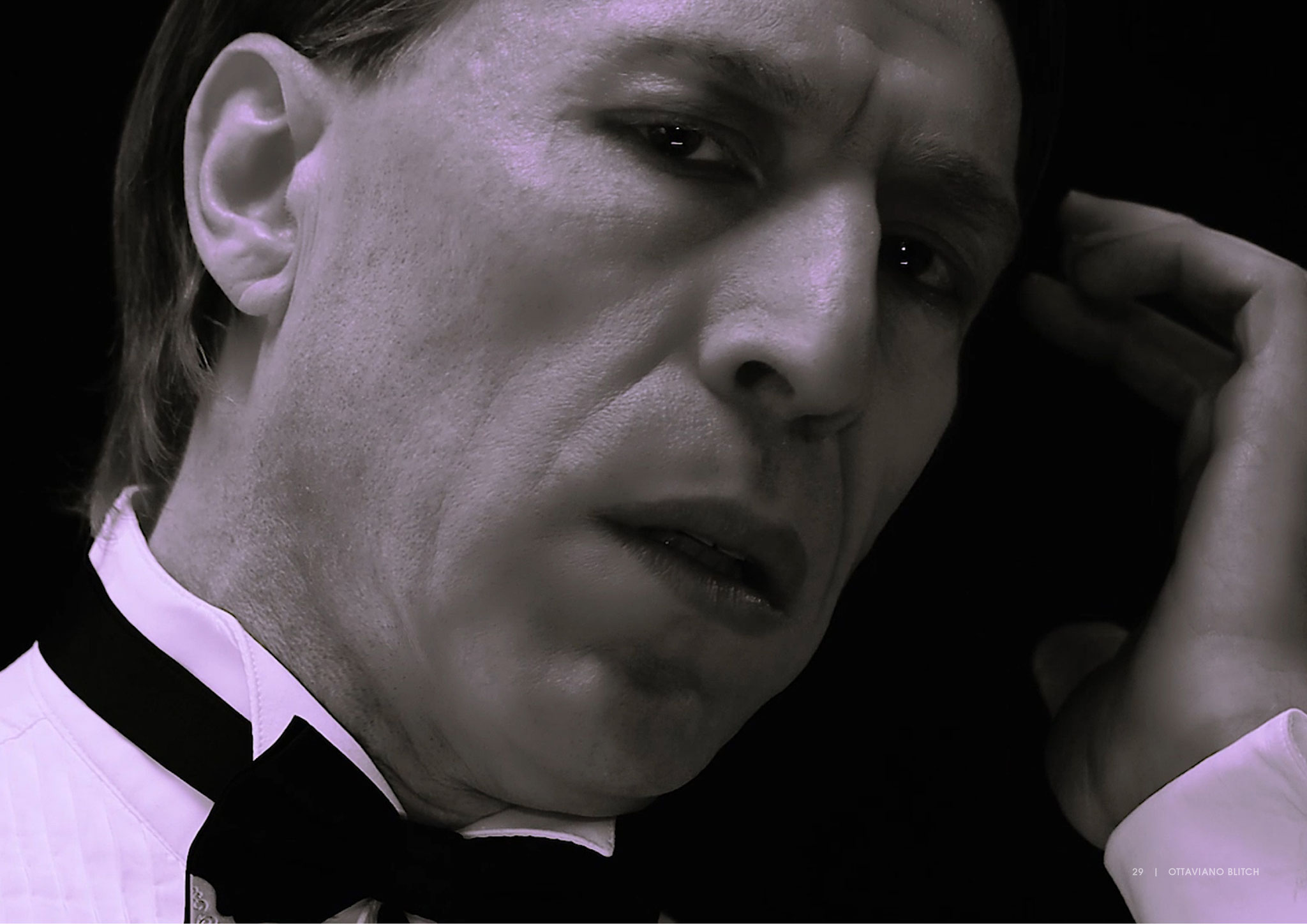 Ottaviano Blitch, Italian actor and performer, intense extreme close-up black and white cinematic portrait, attore performer italiano primo piano cinematografico