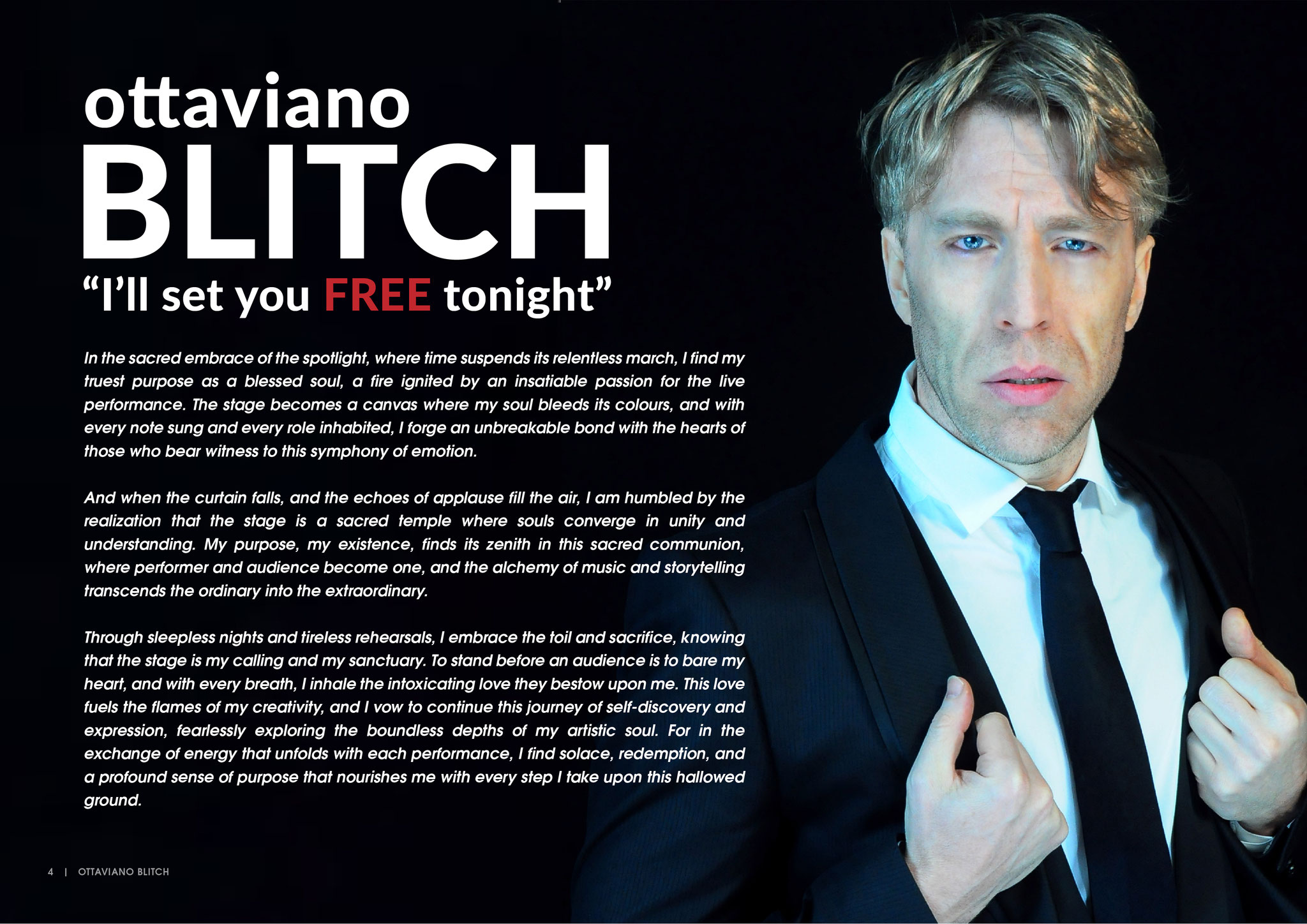 Ottaviano Blitch, actor, singer and performer, editorial David Bowie tribute portrait for the project Blitch Plays Bowie, attore cantante performer omaggio Bowie