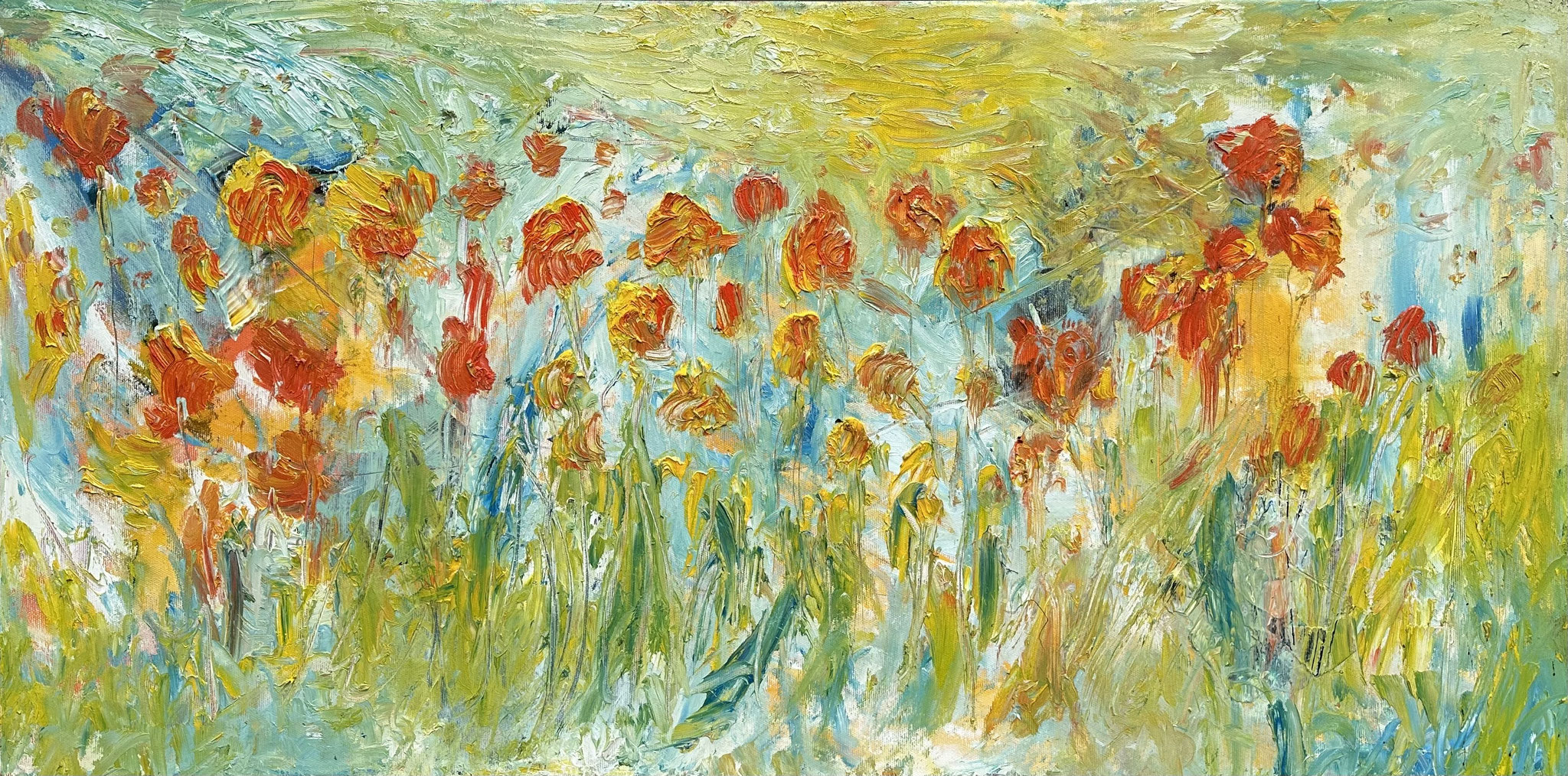 "Tulpenwiese"   50 x 100  (356)  (sold)  / 2025